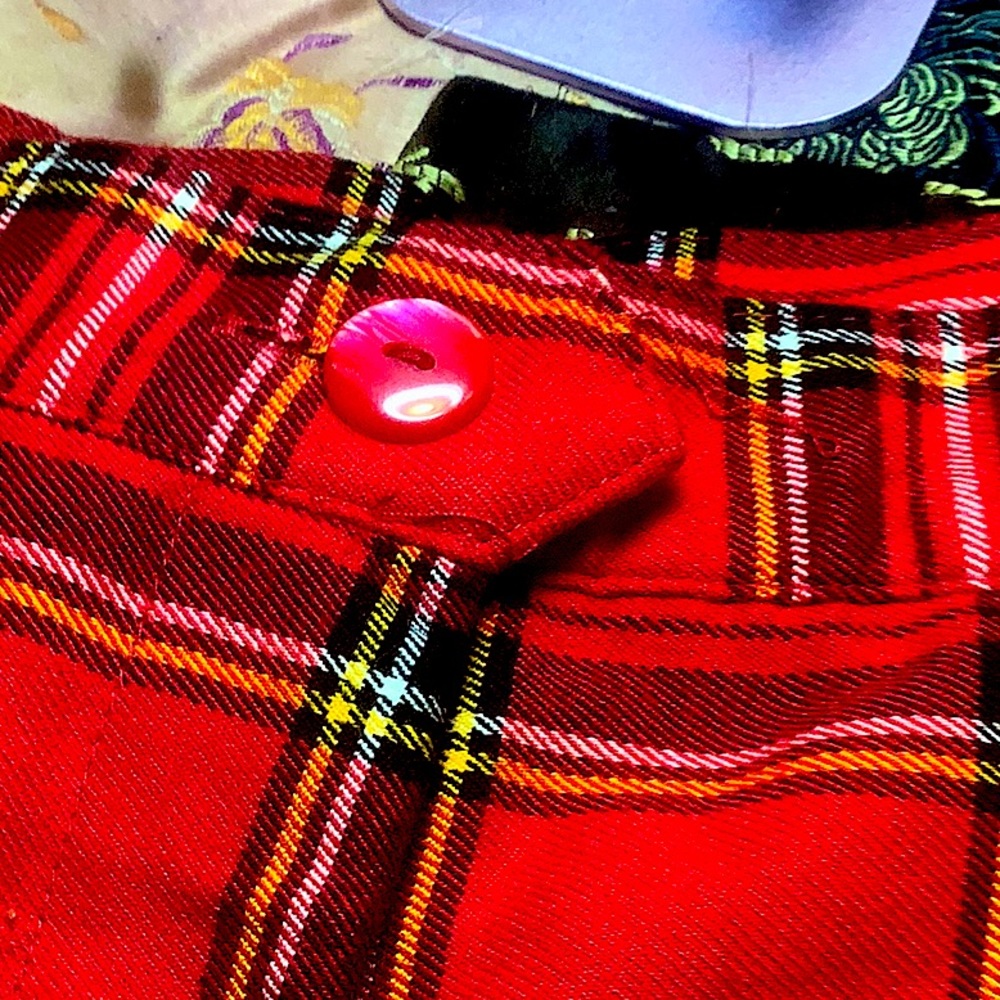Vintage 80s/90s Plaid red stir-up pants size 7/8 regular.